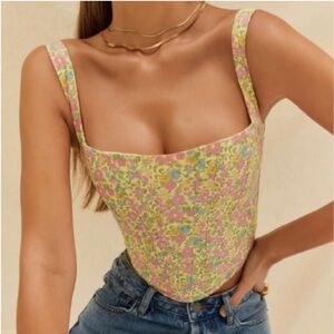 House of CB Pastel Floral Corset Crop Top